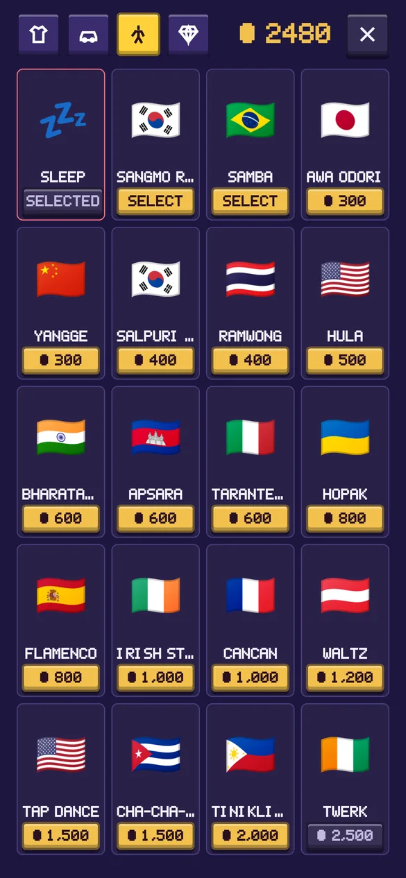 Collect 19 dances from around the world